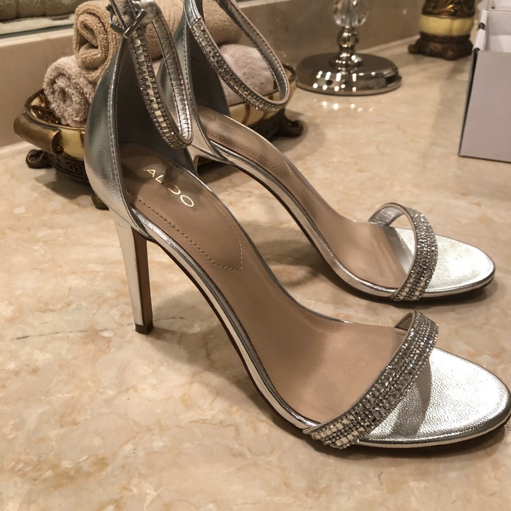 Silver Evening Heels. Aldo